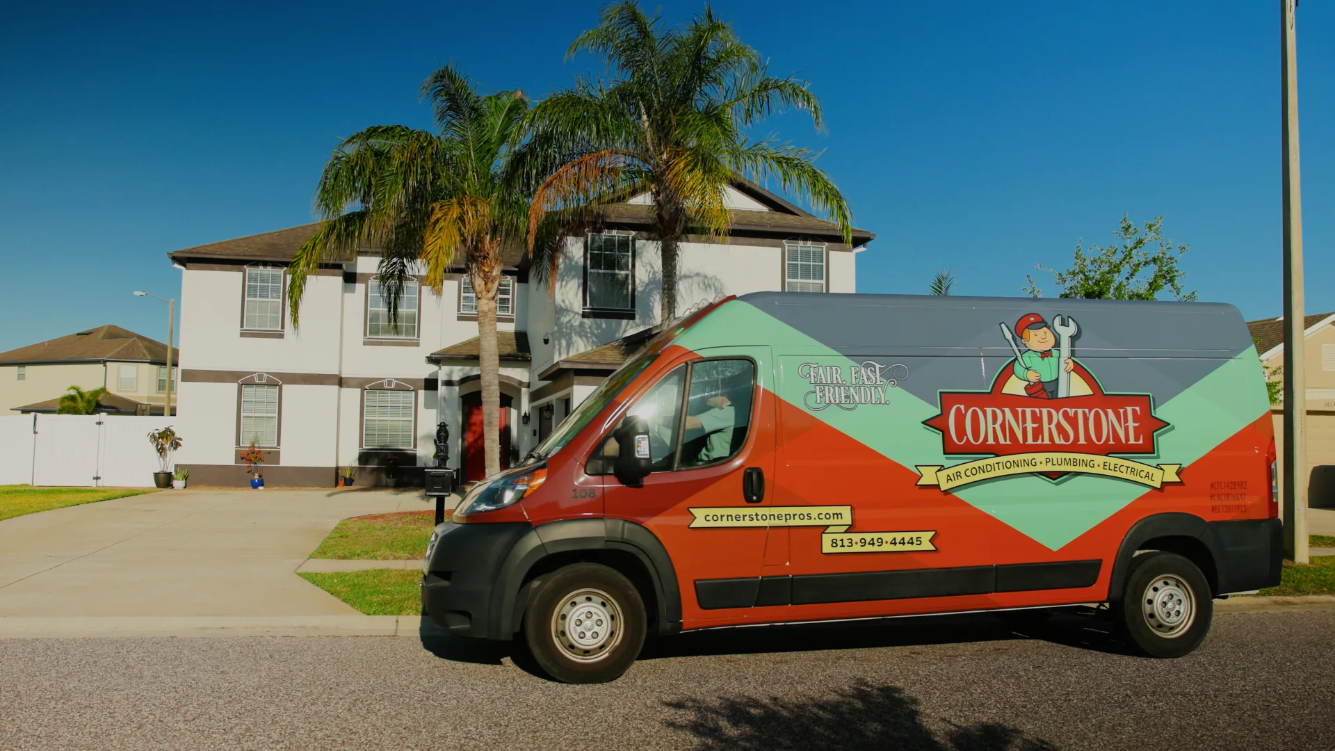 Cornerstone Pros service van in Tampa Bay